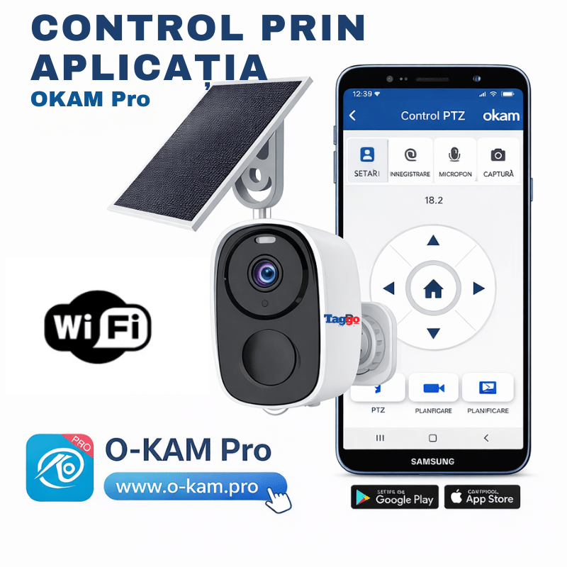 Camera Solara WiFi 3MP 180 grade O-KAM Pro cu Auto Tracking si Audio Bidirectional