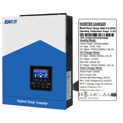 Invertor solar EASUN SMH II 2.2kW Off-Grid 12V cu MPPT 80A, WiFi inclus