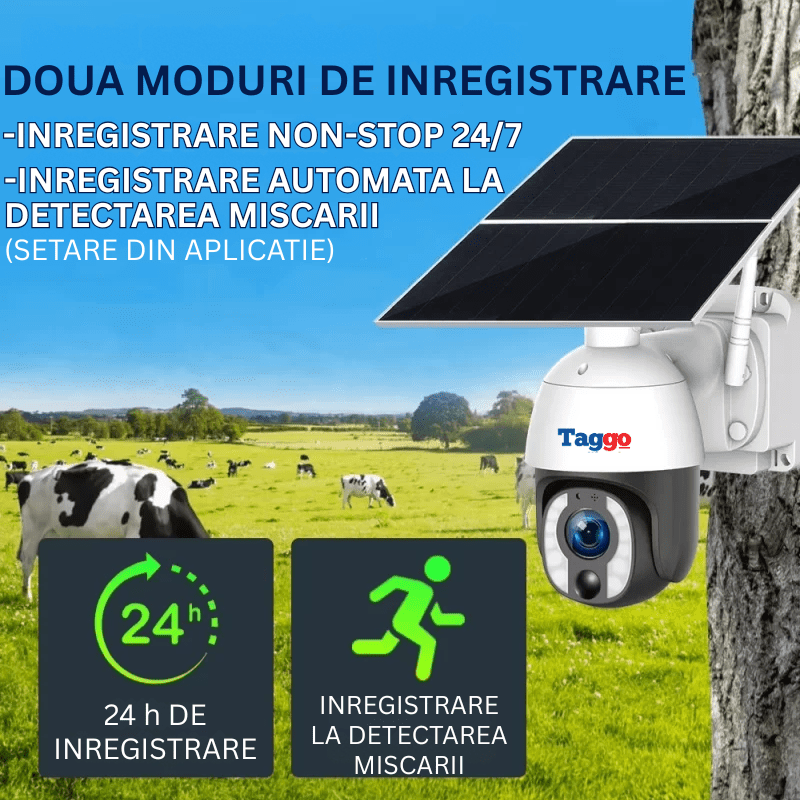 Camera Solara WiFi 8MP cu Zoom Optic 20X, Panou 20W si Detectare PIR