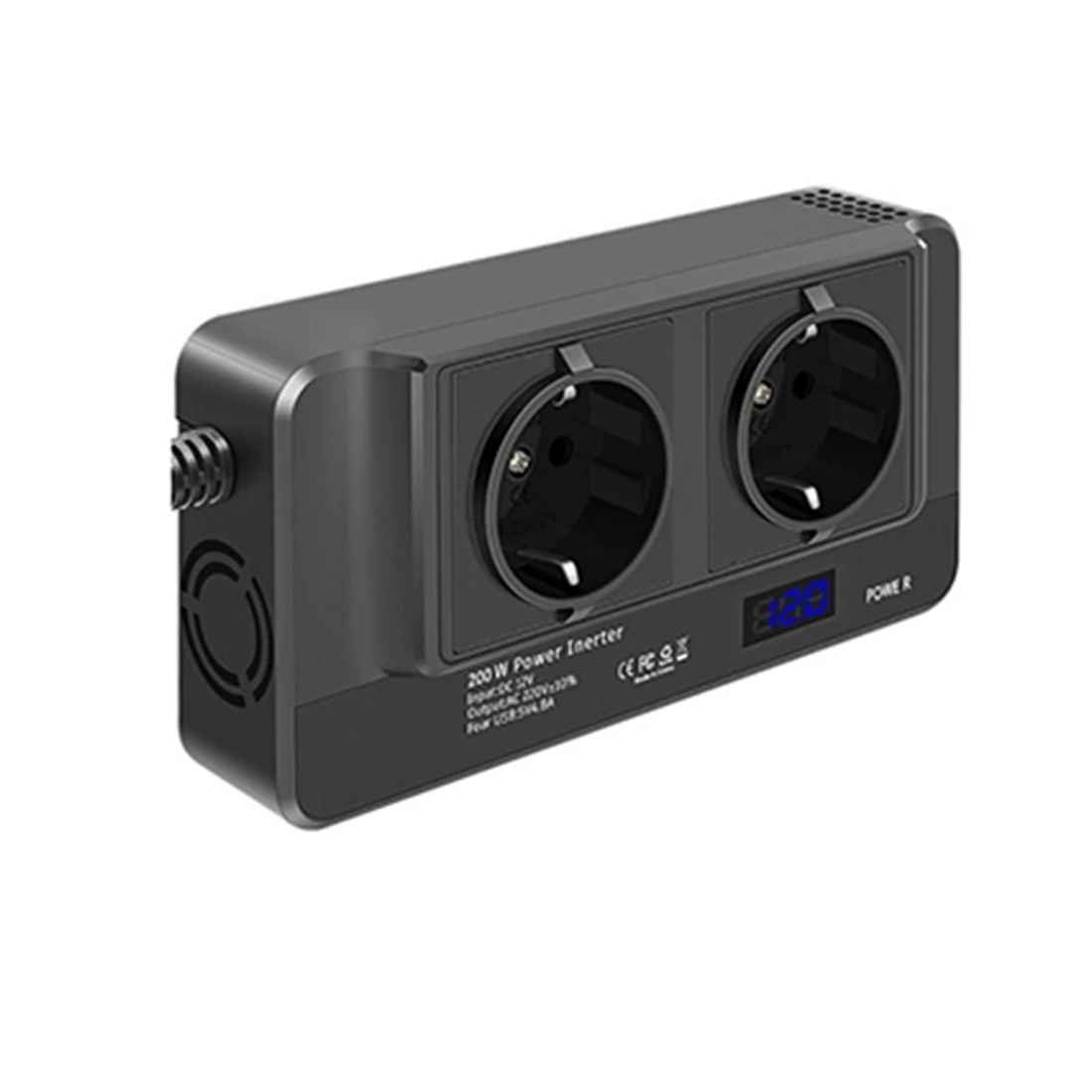 Invertor alimentat 24V, Priza EU Dubla 230V, Putere 400W, 4 x Porturi USB, 5.4A, Suport PD, Afisaj Digital