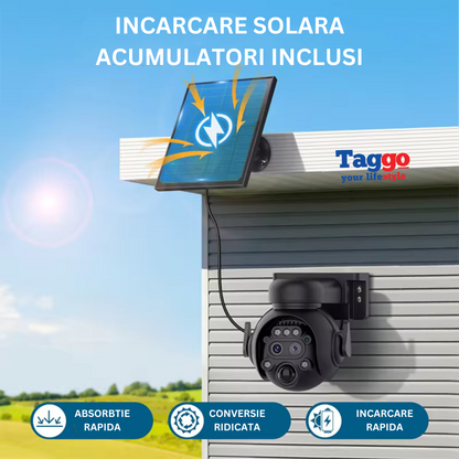 Camera Supraveghere WIFI 4K Ultra HD, Dual Lens, 12X ZOOM, Incarcare Solara, Rotire Din Aplicatie, Rezistenta La Apa IP 66