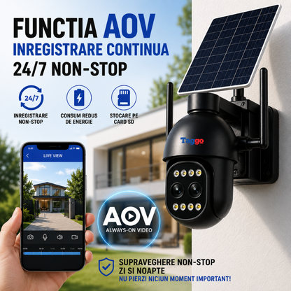 Camera WiFi Solara 5MP cu Zoom Optic 12x, AI Detectie Umana, Inregistrare 24/7, IP66