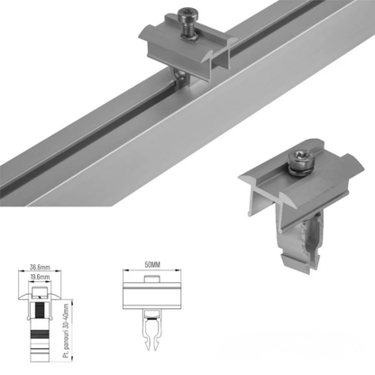 Clema mijloc universala 30-40 mm – fixare panouri fotovoltaice profil H 40x40