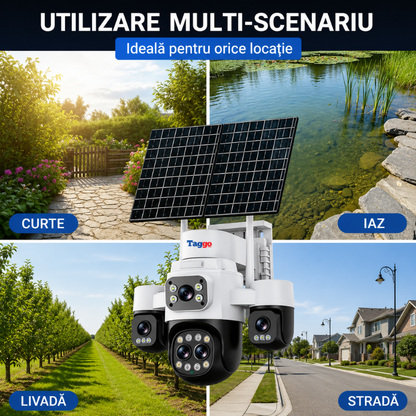 Camera supraveghere HiEasy 4K 4G cu eSIM, 20MP, 5 lentile, Zoom 18X, functie AOV, dublu panou solar, detectie umana AI, comunicare bidirectionala