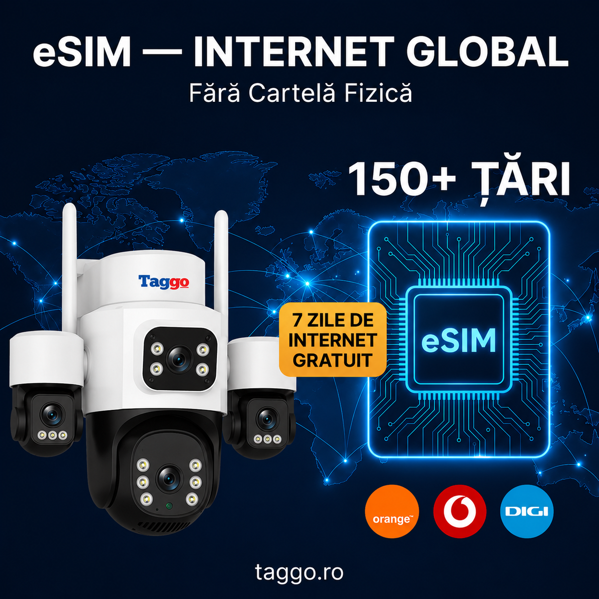 Cameră Supraveghere 4G eSIM TAGGO Pro Q50 16MP