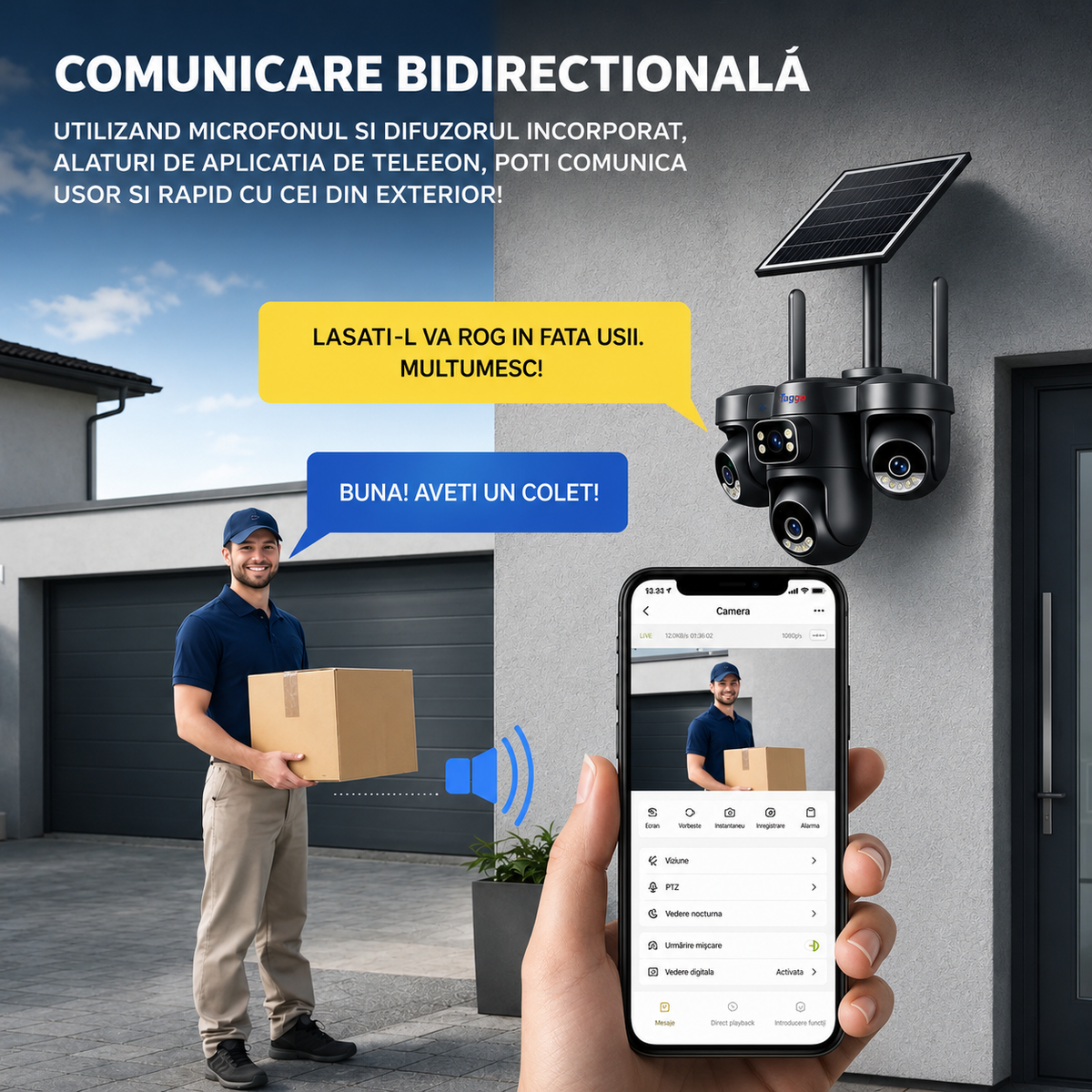 Cameră Supraveghere 4G Solară 360° 12MP AOV | O-KAM Pro