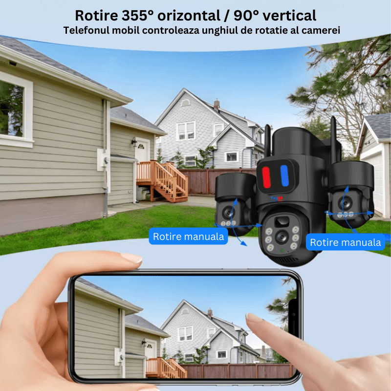 Camera Solara 4G 12MP cu 3 Lentile, Panou Solar si Detectare AI