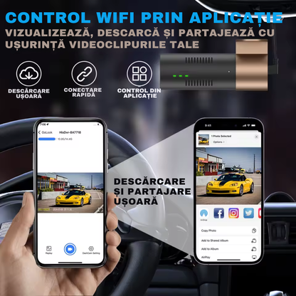 Camera Auto DVR  Full HD 1080P, WiFi 2.4GHz, Senzor de Impact