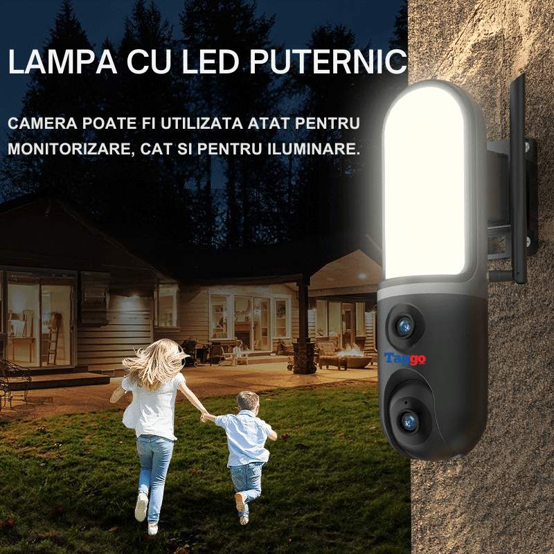 Camera WiFi Dual Lens cu Iluminare LED, Human Tracking si Vedere Nocturna Color