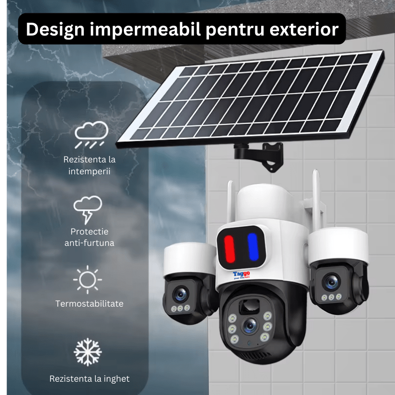 Camera Solara 4G 12MP cu 3 Lentile, Panou Solar si Detectare AI