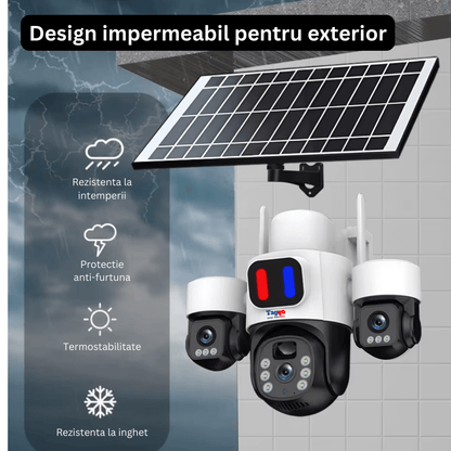 Camera Solara 4G 12MP cu 3 Lentile, Panou Solar si Detectare AI