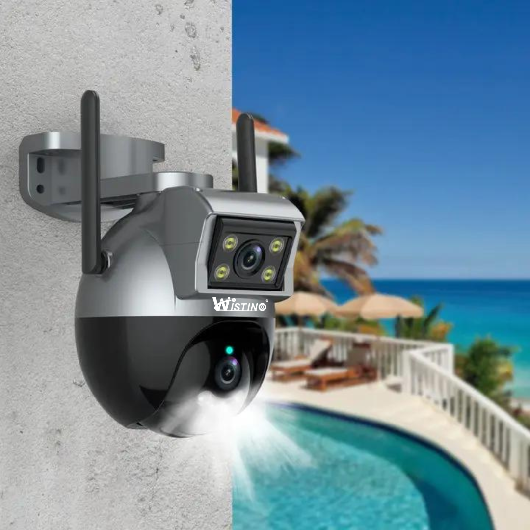 Camera de Supraveghere Exterior / Interior Dubla WIFI, 4MP, Ultra HD, Rotire, Leduri Lumina, Comunicare Bidirectionala, Senzor Miscare - Taggo.ro