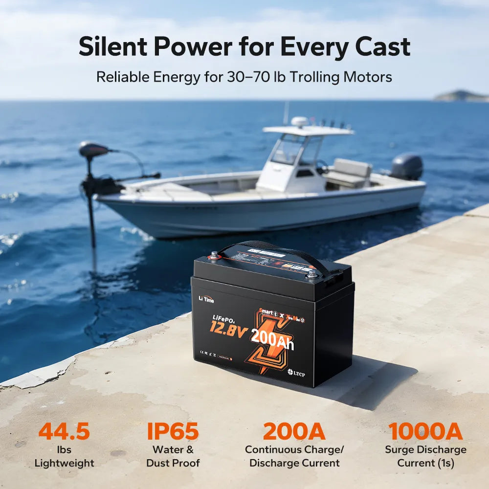 Baterie LiTime 12V 200Ah Xtra-Mini Marine LiFePO4 – Bluetooth 5.0, BMS 200A
