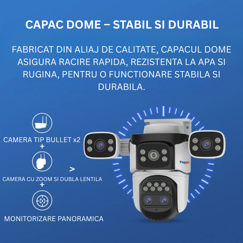 Camera Crocodil 12MP WiFi – Zoom 10X, Vedere Nocturna Color, Urmarire Automată