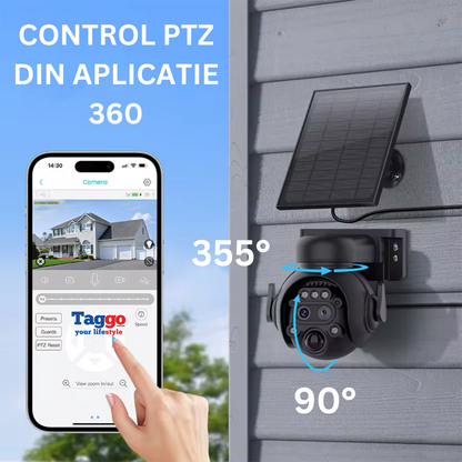 Camera Supraveghere WIFI 4K Ultra HD, Dual Lens, 12X ZOOM, Incarcare Solara, Rotire Din Aplicatie, Rezistenta La Apa IP 66