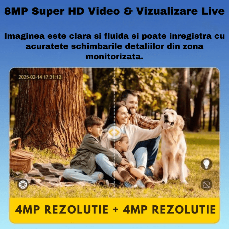Camera Solara WiFi 8MP cu 4 Lentile, Zoom 99× si Urmarire Automata AI