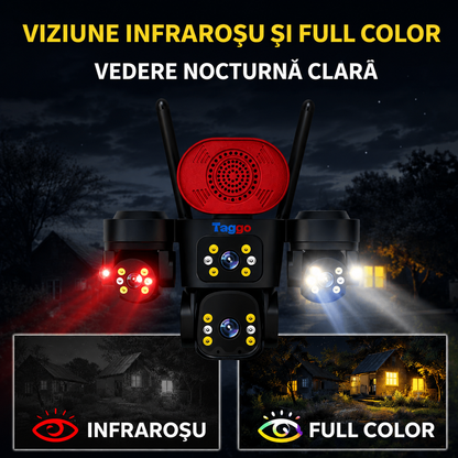 Camera de Supraveghere 4 Lentile, 16MP, Conexiune 4G, Control din Aplicatie, Viziune Colora si IR, Comunicare Bidirectionala, Protectie IP66