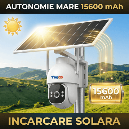 Camera Supraveghere 4G Solară Taggo Pro S30 – Full Color Noapte, eSIM, Detecție AI 40M, AOV 24/7, 5MP