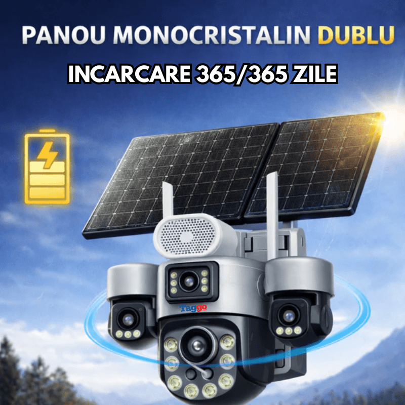 Camere Supraveghere, Panou Solar Dublu, 4K, 4G ZOOM OPTIC 99X,Vedere Full Color, Inregistarare  AOV