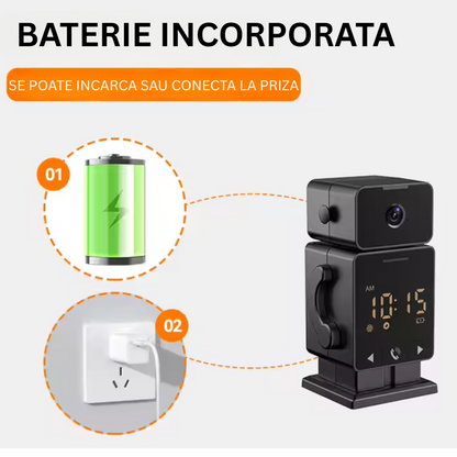 Camera de Securitate cu Ceas de Perete – WiFi, Tuya Smart, Detectie Miscare, Alarma, Vedere Nocturna Color, Apel cu o Atingere