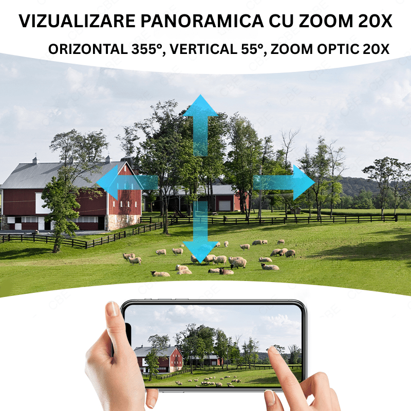 Camera Solara 4G 8MP cu Zoom Optic 20X, Panou 9W si Detectare AI