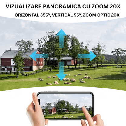 Camera Solara 4G 8MP cu Zoom Optic 20X, Panou 9W si Detectare AI