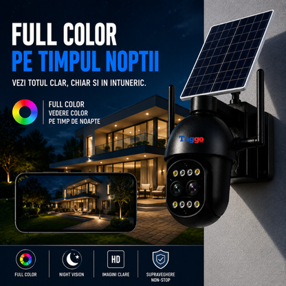 Camera WiFi Solara 5MP cu Zoom Optic 12x, AI Detectie Umana, Inregistrare 24/7, IP66