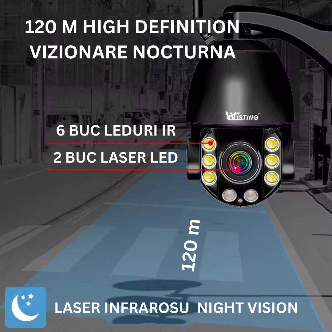 Camera Supraveghere WIFI 4K Ultra HD 100X Optical ZOOM, Rotire Din Aplicatie, Rezistenta La Apa IP 66