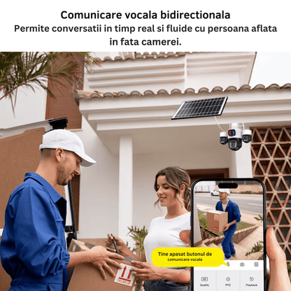 Camera Solara 4G 12MP cu 3 Lentile, Panou Solar si Detectare AI