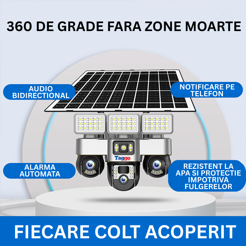 Camera de Supraveghere cu Panou Solar, Conexiune 4G, 12MP, Detectie miscare, Vedere pe Timp de Noapte, Urmarire Miscare Umana, Rezistent la Apa/Intemperi, Comunicare Bidirectionala
