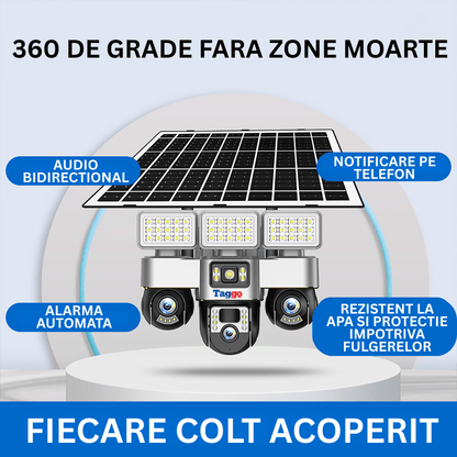 Camera de Supraveghere cu Panou Solar, Conexiune 4G, 12MP, Detectie miscare, Vedere pe Timp de Noapte, Urmarire Miscare Umana, Rezistent la Apa/Intemperi, Comunicare Bidirectionala
