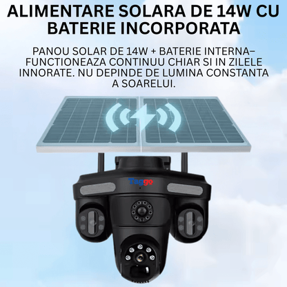 Camera de Supraveghere 12MP, Cartela SIM 4G, Monitor Panoramic, Control din Aplicatia Mobila, Panou Solar