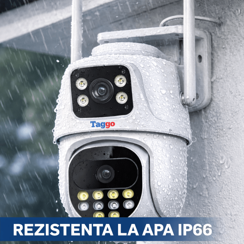 Camera de supraveghere WIFI 4K, 2 lentile, Control din aplicatie, Urmarire automata, Rezistenta la apa IP66