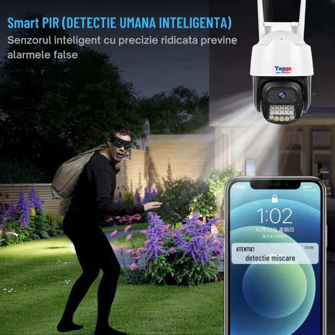 Camera Supraveghere 4G V380 6MP – Rotire 360°, Detectie Umana, Audio Bidirectional, Control din Aplicatie