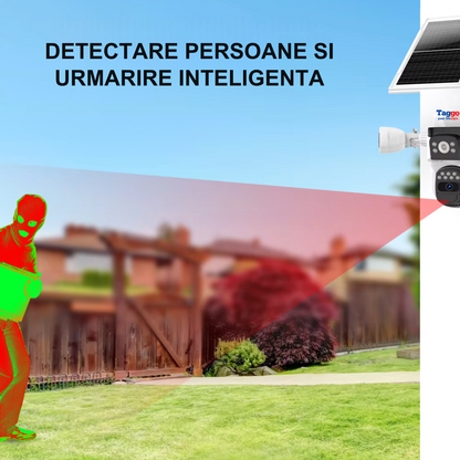 Camera crocodil solar 4G multi-lentile, 12MP, panou solar, stocare in cloud si SD, Rezistenta la apa IP66, Urmarire persoane
