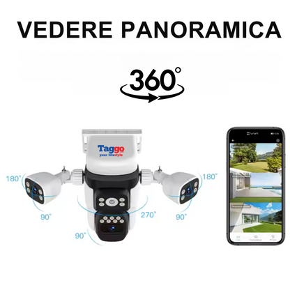 Camera crocodil solar 4G multi-lentile, 12MP, panou solar, stocare in cloud si SD, Rezistenta la apa IP66, Urmarire persoane