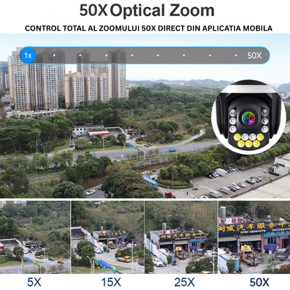 Camera Supraveghere, Conexiune 4G 8MP, 4K ZOOM Optic 50X, Vedere color pe timp de noapte