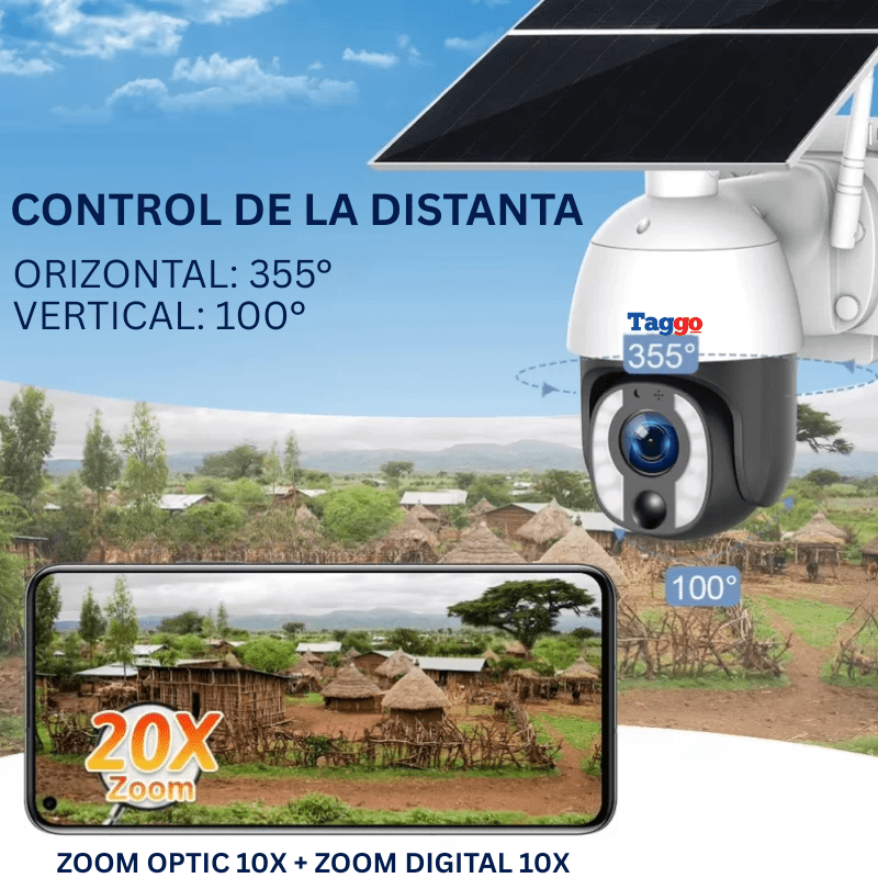 Camera Solara WiFi 8MP cu Zoom Optic 20X, Panou 20W si Detectare PIR