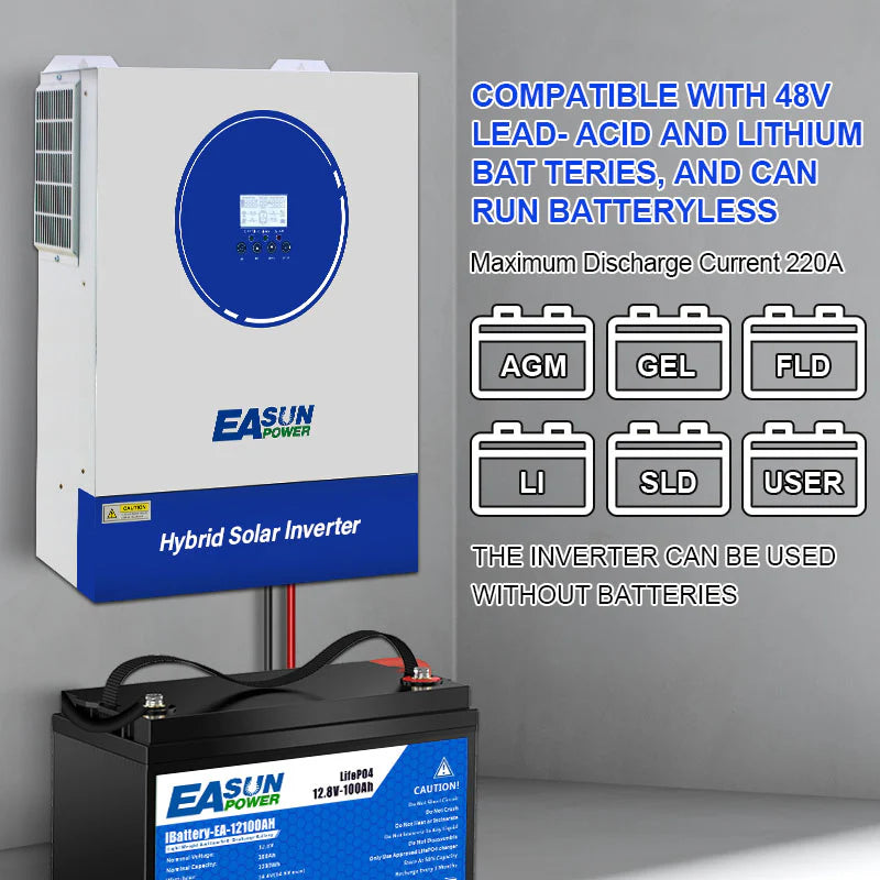 Invertor Off-Grid EASUN 11kW 48V cu MPPT 120A/160A, WiFi Integrat, Functionare Fara Baterii