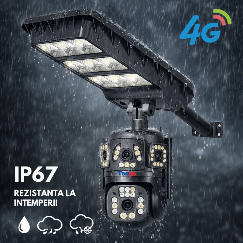 Lampa Stradala cu Camera 4G/ eSIM, 8MP, Inregistrare Continua 24/7 AOV, Viziune Color pe timp de noapte