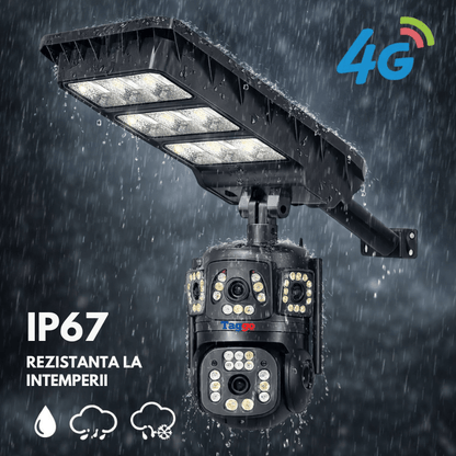 Lampa Stradala cu Camera 4G/ eSIM, 8MP, Inregistrare Continua 24/7 AOV, Viziune Color pe timp de noapte
