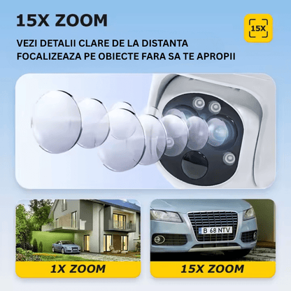 Camera Solara 4G 6MP cu 3 Lentile, Zoom Optic 15X si Tracking AI
