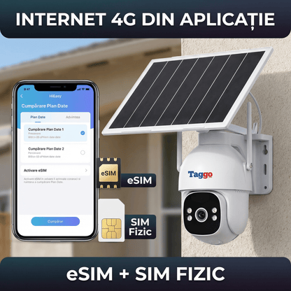 Camera Supraveghere 4G Solară Taggo Pro S30 – Full Color Noapte, eSIM, Detecție AI 40M, AOV 24/7, 5MP