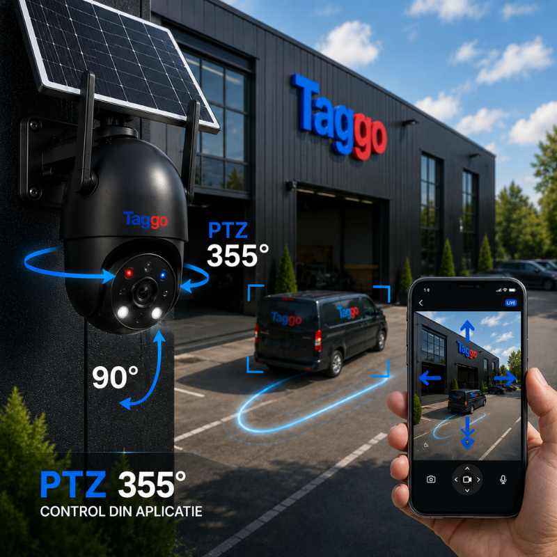 Camera WiFi Solara 4K 8MP cu Detectie AI Persoane, Inregistrare 24/7 AOV, Vedere Color Nocturna, IP66