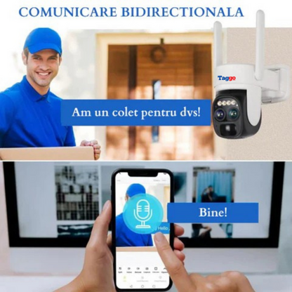 Camera Supraveghere Exterior 4G 4K Ultra HD, Dual Camera 4MP+4MP, 10X Optical ZOOM, Incarcare Solara, Rotire Din Aplicatie, Rezistenta La Apa IP 66