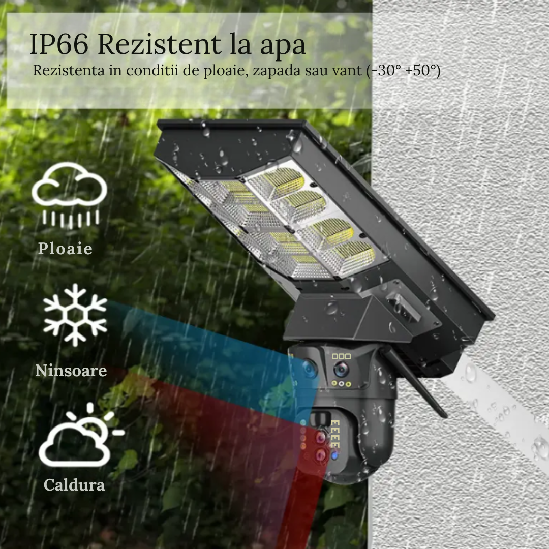 Lampa stradala cu camera 4G si incarcare solara, 8MP cu Vedere Nocturna, Zoom 10X,Urmarire Automata si Comunicare Bidirectionalal