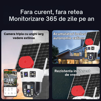 Camera Supraveghere 4G 6K Ultra HD, Dual Camera 12MP, Incarcare Solara Panou 20W, Rotire Din Aplicatie, Rezistenta La Apa IP 66