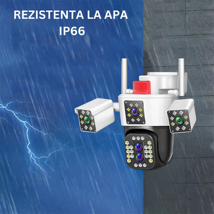 Camera de supraveghere WIFI 6K, 12MP, 4 lentile, ZOOM 10X,  Control din aplicatie, Comunicare bidirectionala, Urmarire automata, Multi lens