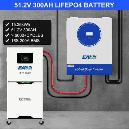 Acumulator solar Easun 15kWh LiFePO4 51.2V 300Ah cu Display Touch pentru Fotovoltaice
