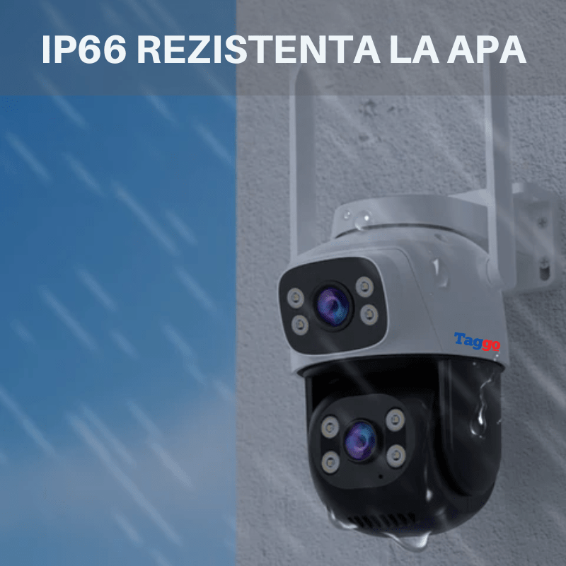 Camera de Supraveghere WiFi, Doua Lentile HD 6 MP,  Vedere Nocturna, IP66,  Audio Bidirectional, Detectie Miscare